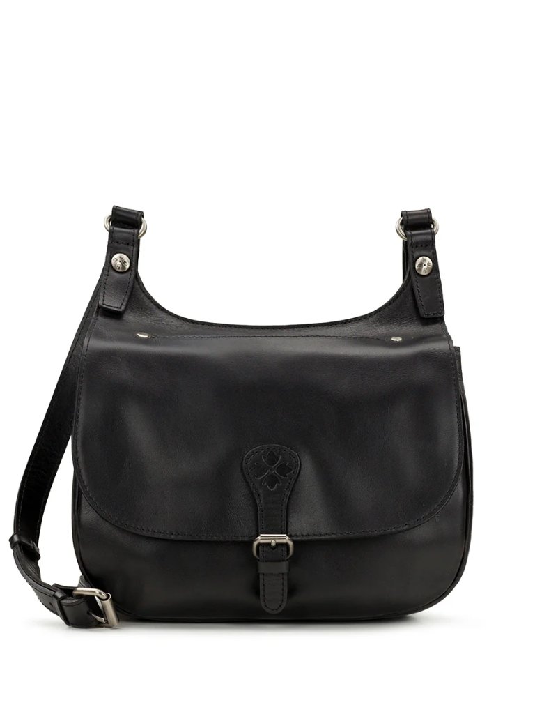 Patricia Nash Black Leather London Saddle Bag